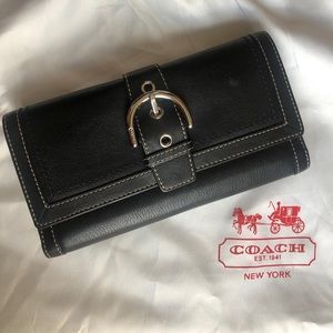 Vtg Coach Soho Black Signature Checkbook wallet